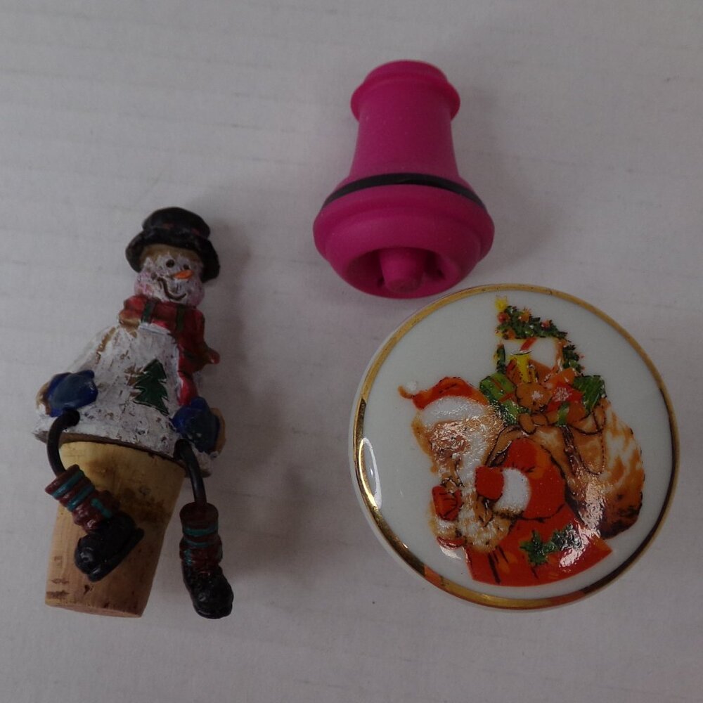 Reutter Santa Claus Porcelain 3 Bottle Stopper Cork Closure W Germany